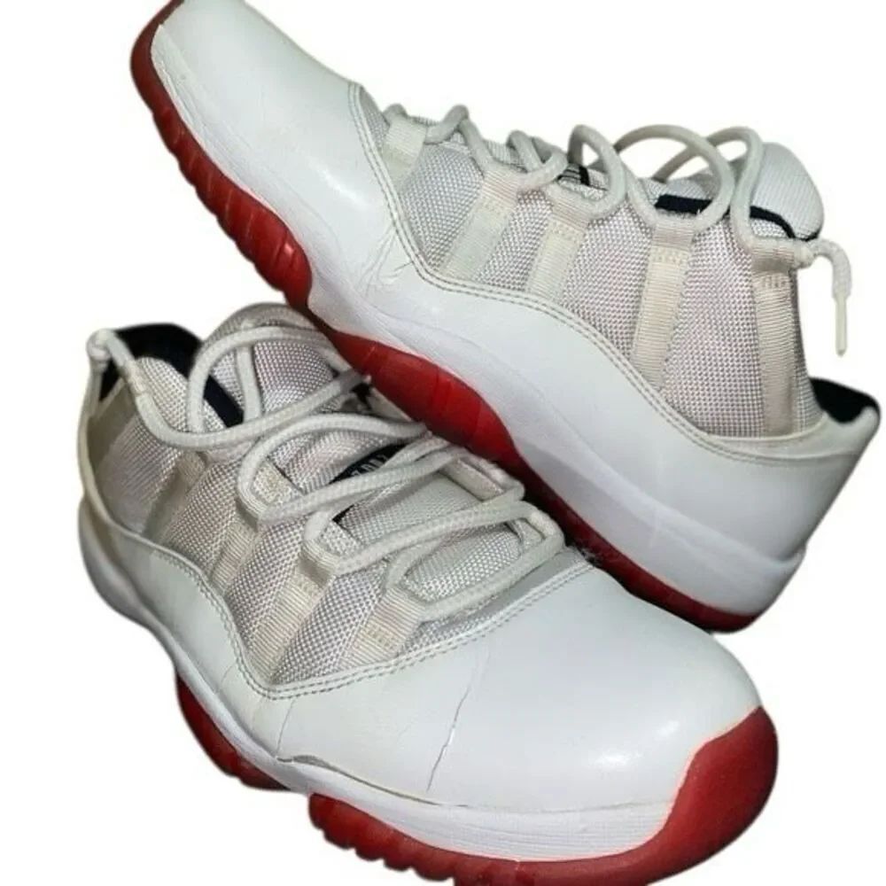 Air Jordan 11 Retro Low Sneakers GS White Varsity Red Streetwear Men's Size 10
